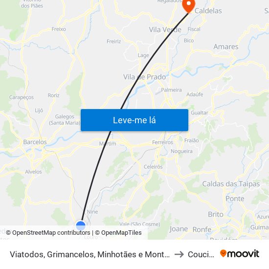 Viatodos, Grimancelos, Minhotães e Monte de Fralães to Coucieiro map