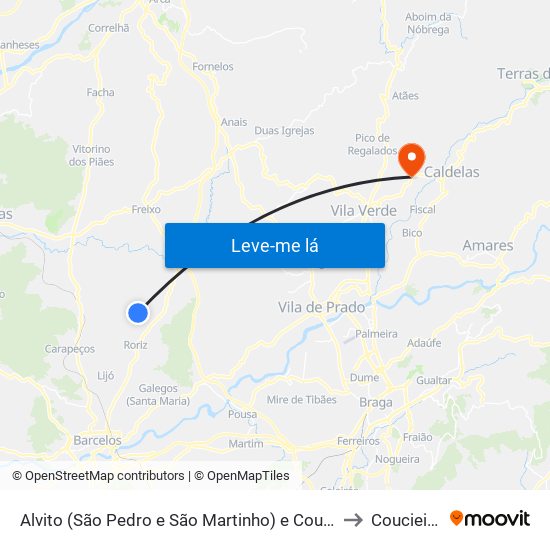 Alvito (São Pedro e São Martinho) e Couto to Coucieiro map