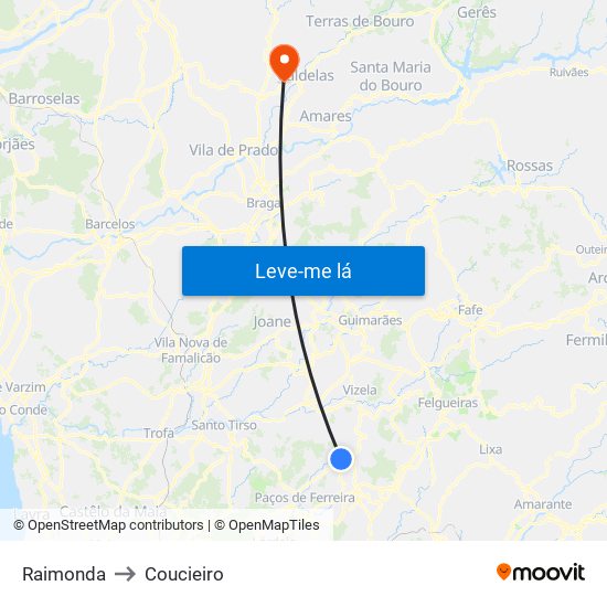 Raimonda to Coucieiro map