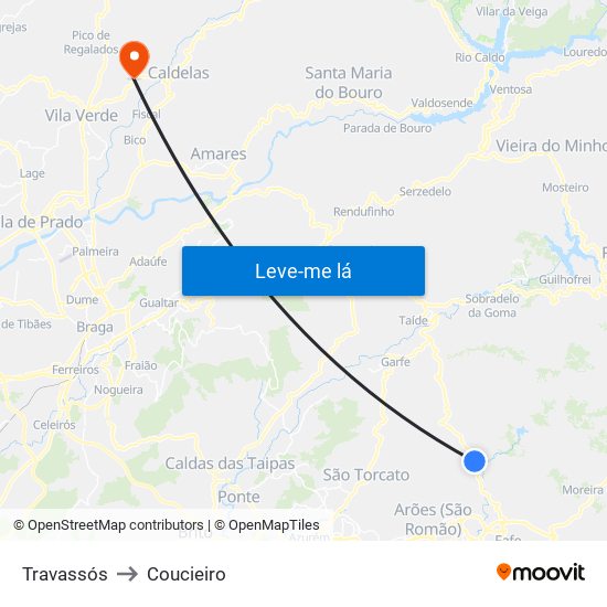 Travassós to Coucieiro map