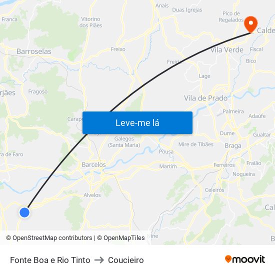 Fonte Boa e Rio Tinto to Coucieiro map