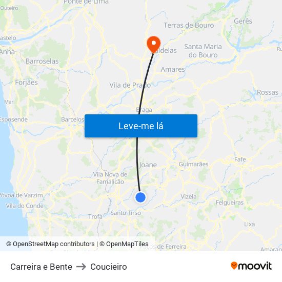 Carreira e Bente to Coucieiro map