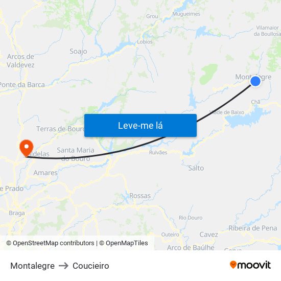 Montalegre to Coucieiro map