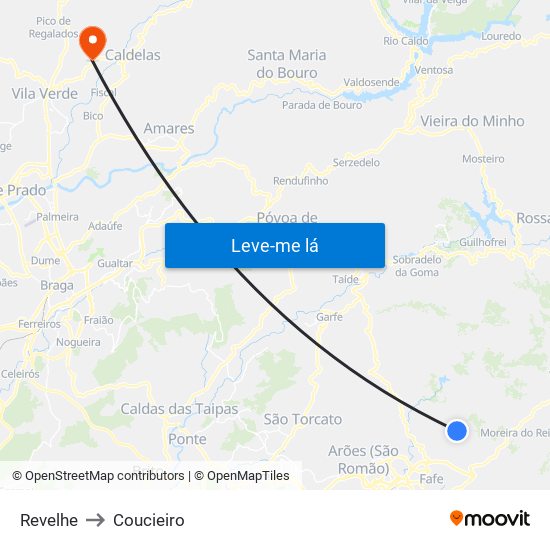 Revelhe to Coucieiro map