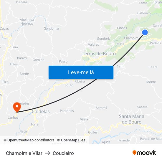 Chamoim e Vilar to Coucieiro map