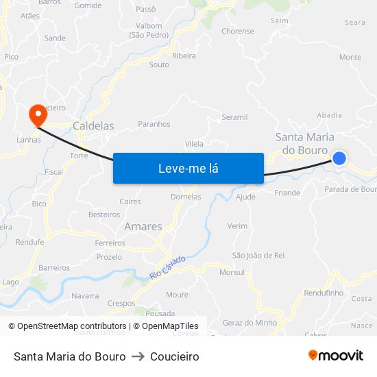 Santa Maria do Bouro to Coucieiro map