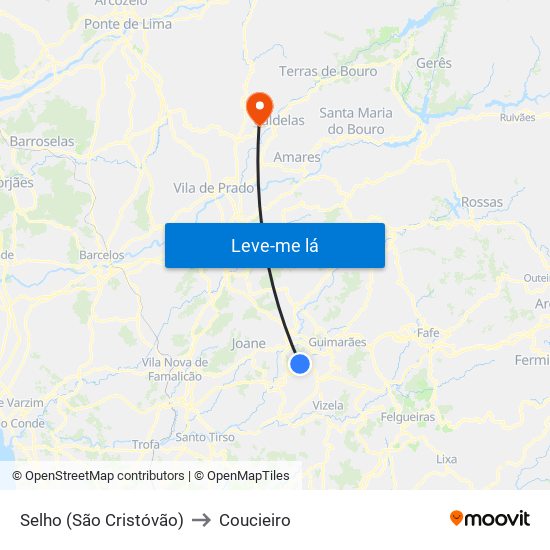 Selho (São Cristóvão) to Coucieiro map