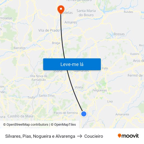Silvares, Pias, Nogueira e Alvarenga to Coucieiro map