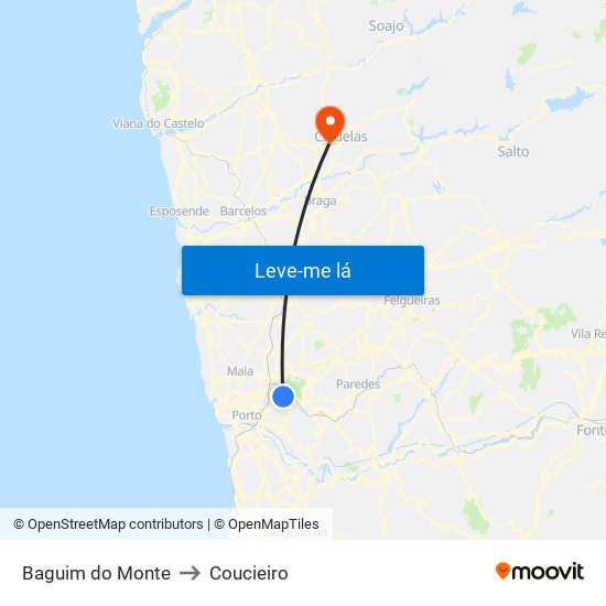 Baguim do Monte to Coucieiro map