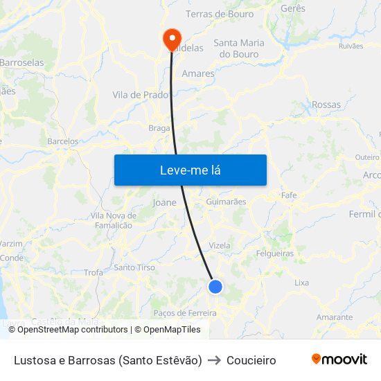Lustosa e Barrosas (Santo Estêvão) to Coucieiro map