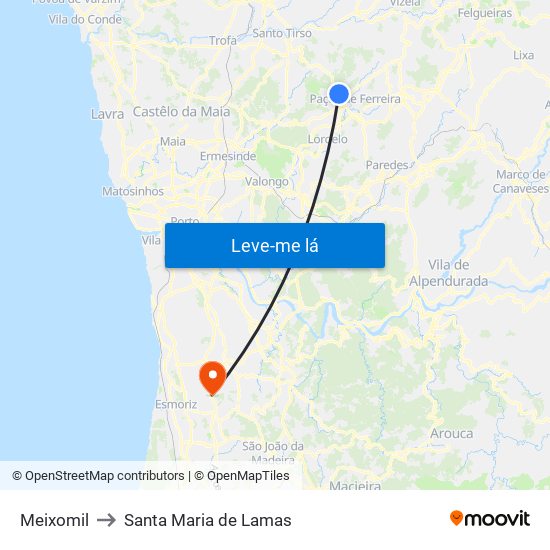 Meixomil to Santa Maria de Lamas map
