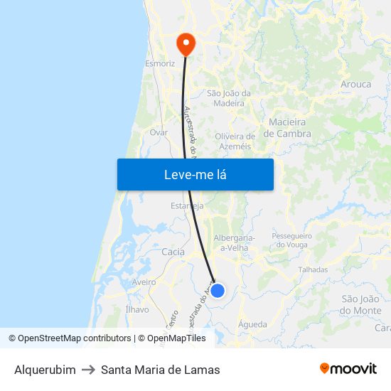 Alquerubim to Santa Maria de Lamas map