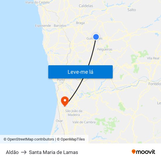 Aldão to Santa Maria de Lamas map