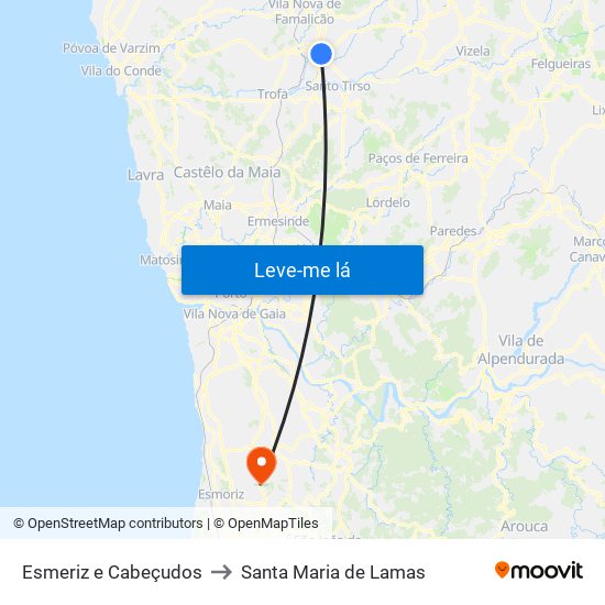 Esmeriz e Cabeçudos to Santa Maria de Lamas map