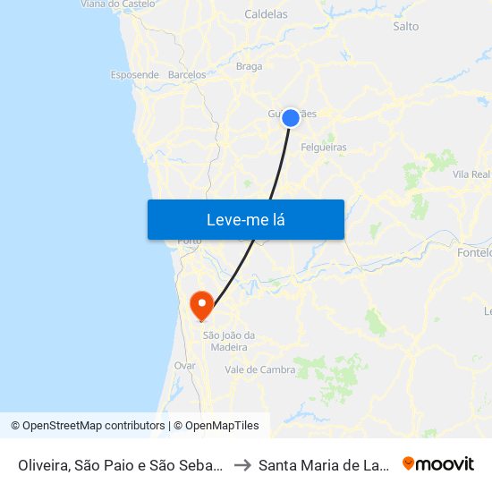 Oliveira, São Paio e São Sebastião to Santa Maria de Lamas map