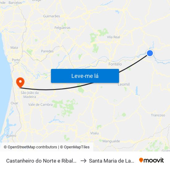 Castanheiro do Norte e Ribalonga to Santa Maria de Lamas map