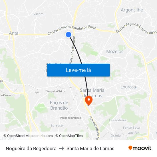 Nogueira da Regedoura to Santa Maria de Lamas map