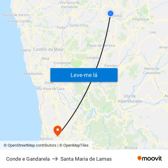 Conde e Gandarela to Santa Maria de Lamas map