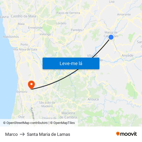 Marco to Santa Maria de Lamas map
