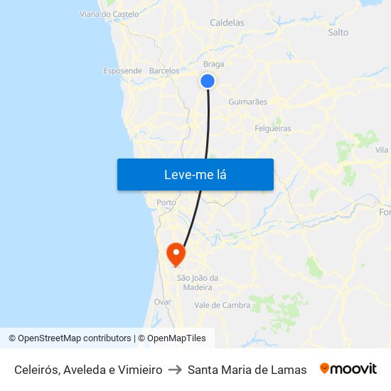 Celeirós, Aveleda e Vimieiro to Santa Maria de Lamas map