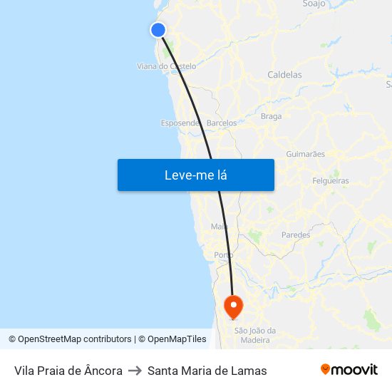 Vila Praia de Âncora to Santa Maria de Lamas map