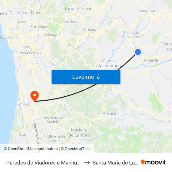 Paredes de Viadores e Manhuncelos to Santa Maria de Lamas map