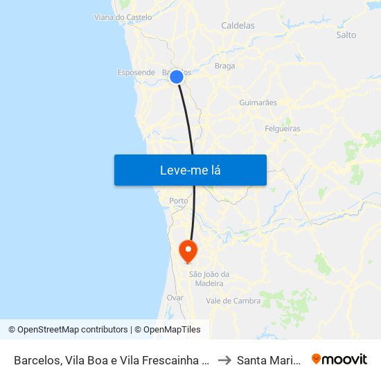 Barcelos, Vila Boa e Vila Frescainha (São Martinho e São Pedro) to Santa Maria de Lamas map