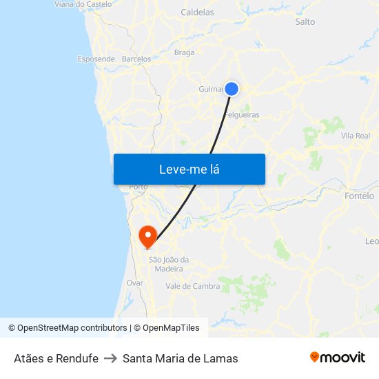 Atães e Rendufe to Santa Maria de Lamas map