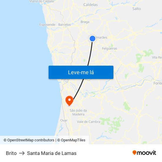 Brito to Santa Maria de Lamas map
