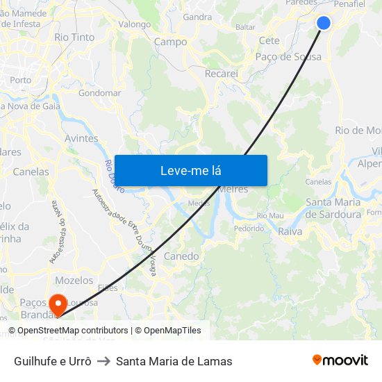 Guilhufe e Urrô to Santa Maria de Lamas map