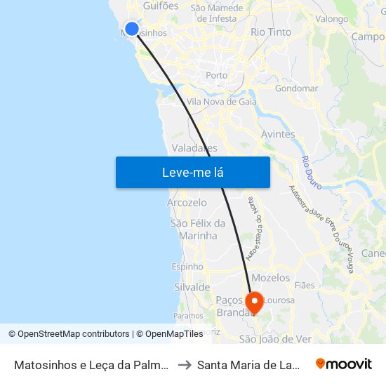 Matosinhos e Leça da Palmeira to Santa Maria de Lamas map
