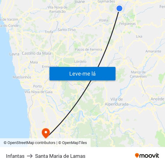 Infantas to Santa Maria de Lamas map