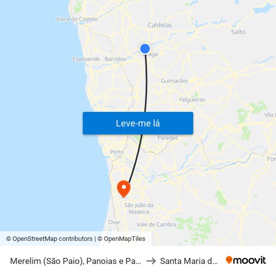 Merelim (São Paio), Panoias e Parada de Tibães to Santa Maria de Lamas map