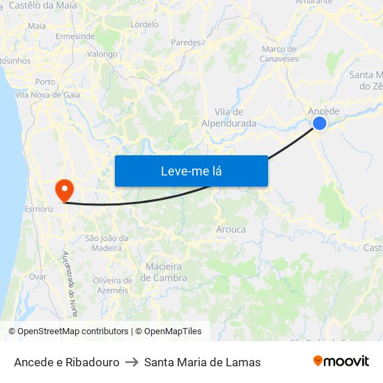 Ancede e Ribadouro to Santa Maria de Lamas map