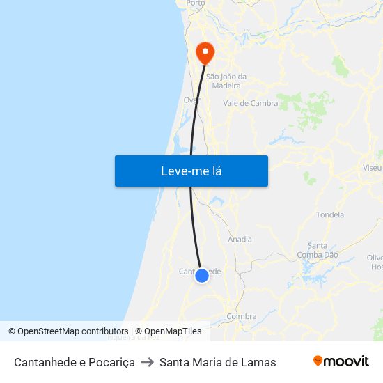 Cantanhede e Pocariça to Santa Maria de Lamas map