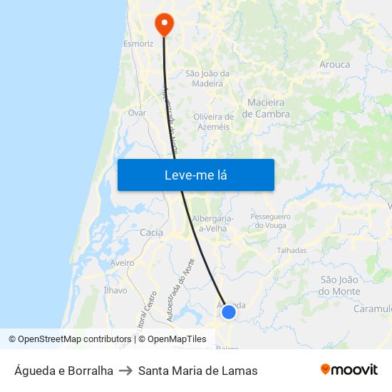 Águeda e Borralha to Santa Maria de Lamas map