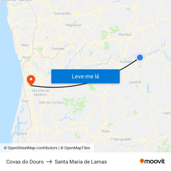 Covas do Douro to Santa Maria de Lamas map