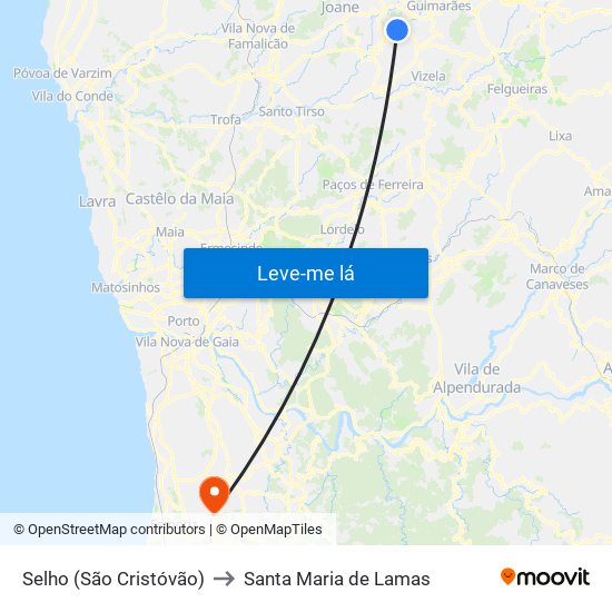 Selho (São Cristóvão) to Santa Maria de Lamas map