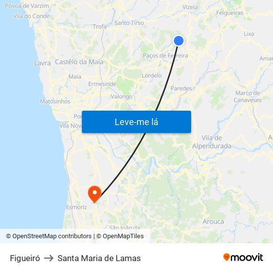 Figueiró to Santa Maria de Lamas map