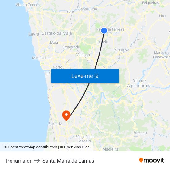 Penamaior to Santa Maria de Lamas map