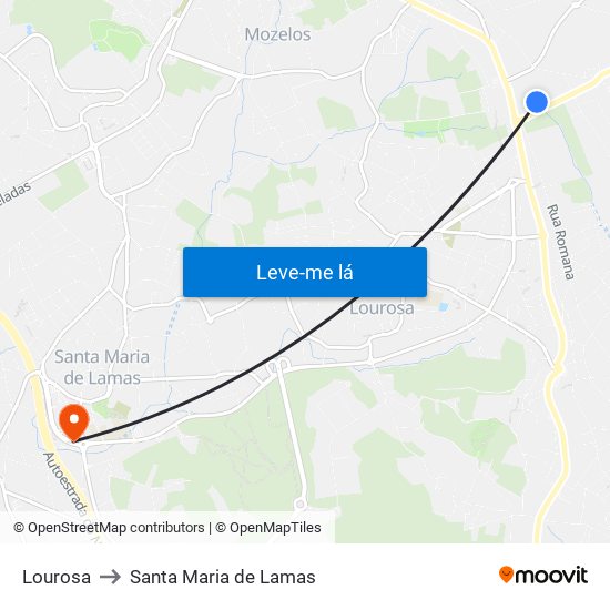 Lourosa to Santa Maria de Lamas map