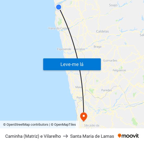 Caminha (Matriz) e Vilarelho to Santa Maria de Lamas map