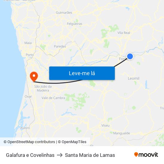 Galafura e Covelinhas to Santa Maria de Lamas map