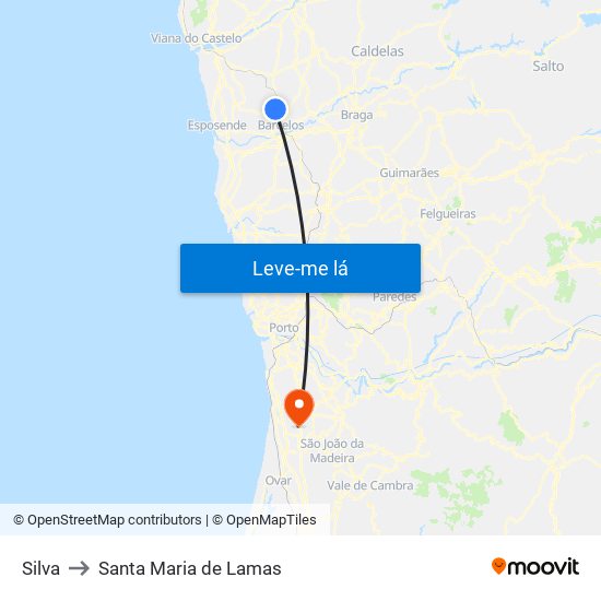 Silva to Santa Maria de Lamas map