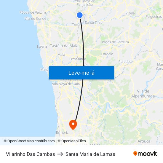 Vilarinho Das Cambas to Santa Maria de Lamas map