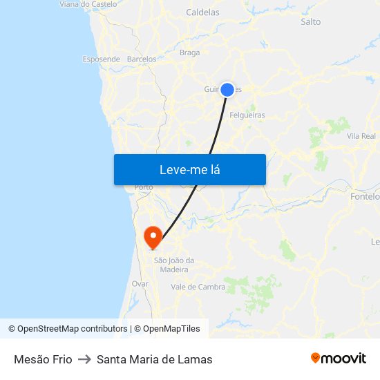 Mesão Frio to Santa Maria de Lamas map