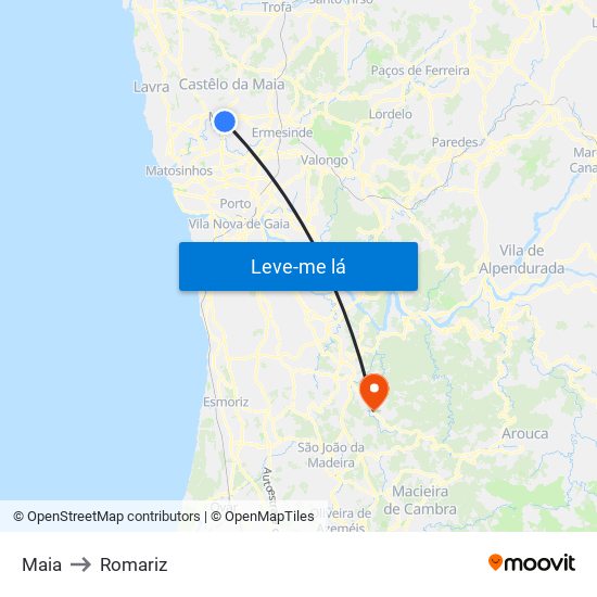 Maia to Romariz map