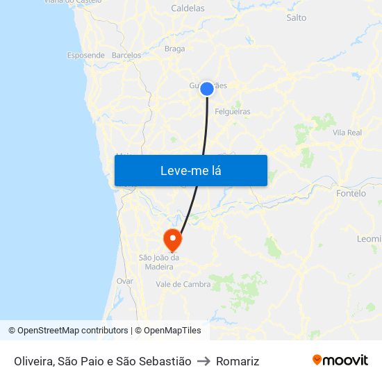 Oliveira, São Paio e São Sebastião to Romariz map