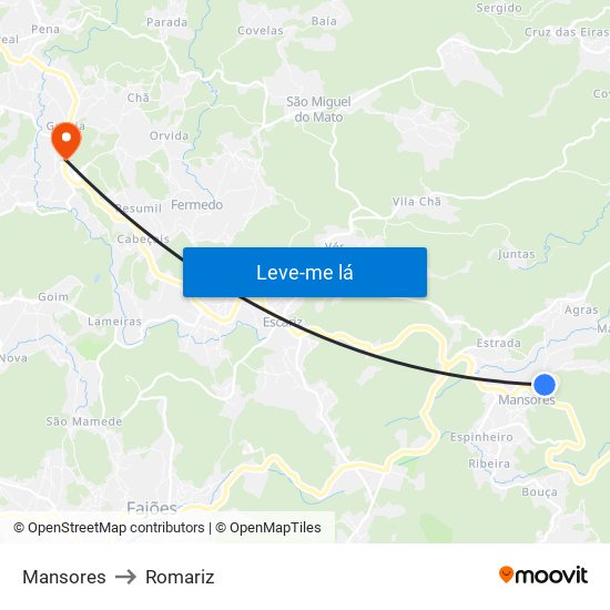 Mansores to Romariz map
