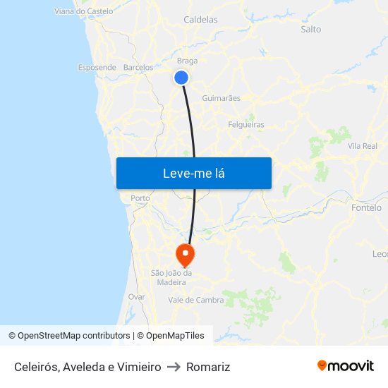 Celeirós, Aveleda e Vimieiro to Romariz map